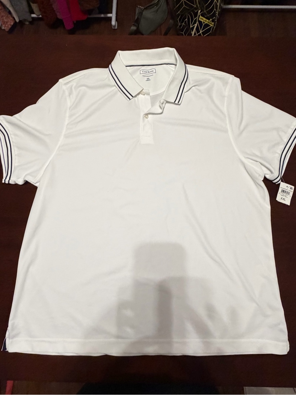 Club Room White Polo with Navy Trim